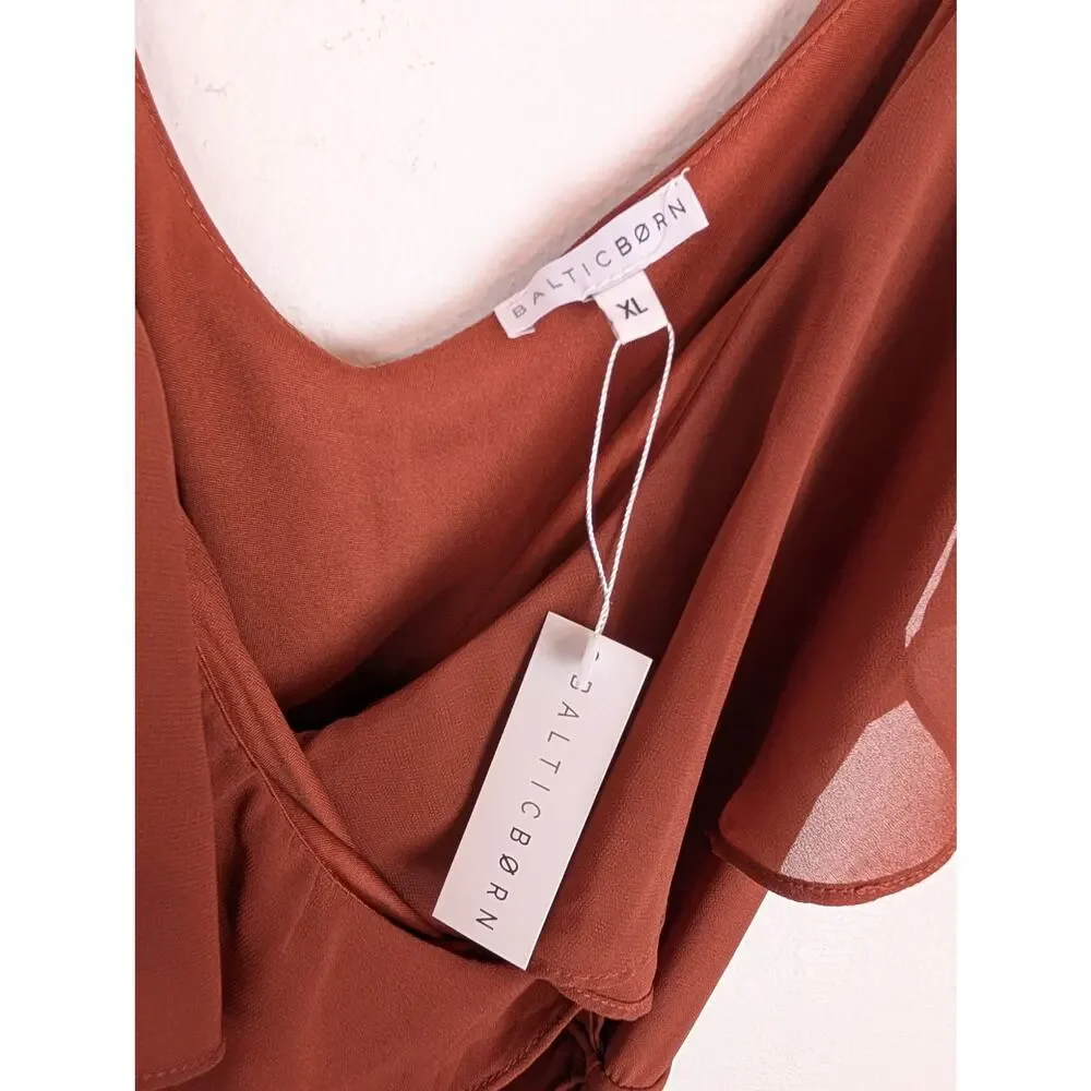 Baltic Born Dress Katya Maxi Bridesmaid Wedding Boho Rust Orange Brown Size XL